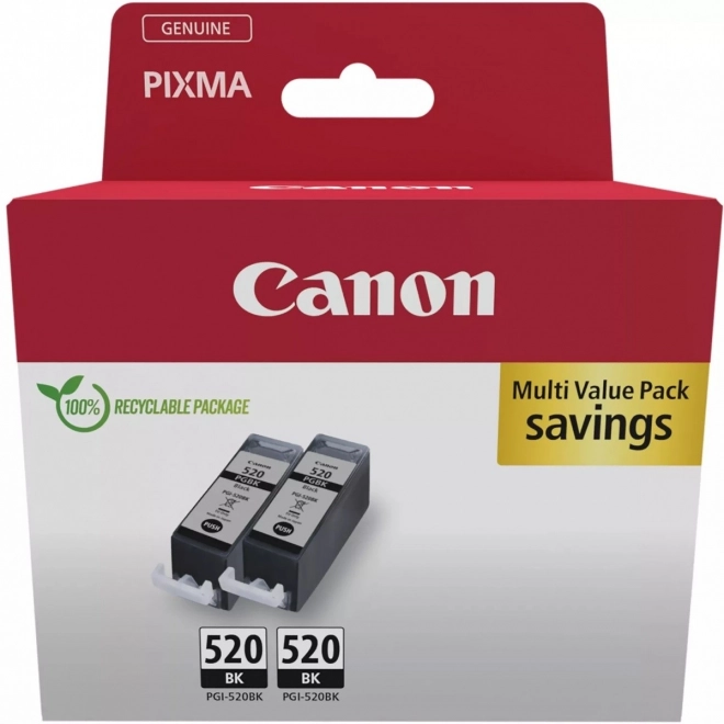 Zwart pigmentinkt PGI-520 duoverpakking