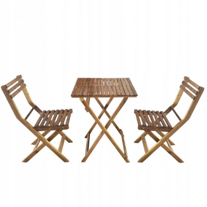 Houten tuinmeubelset van acaciahout – tafel en 2 stoelen