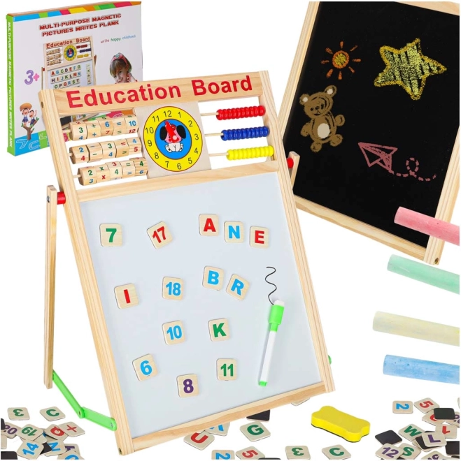 Dubbelzijdig magnetisch bord met telraam en magneten 42 × 32,5 cm