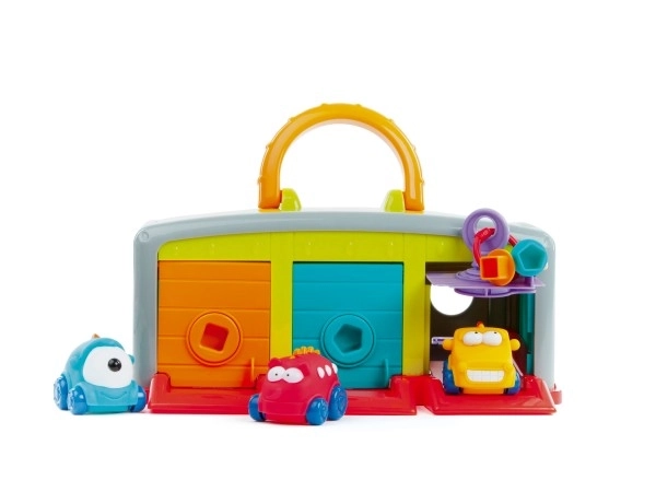 Garage voor autootjes met drie auto's en accessoires