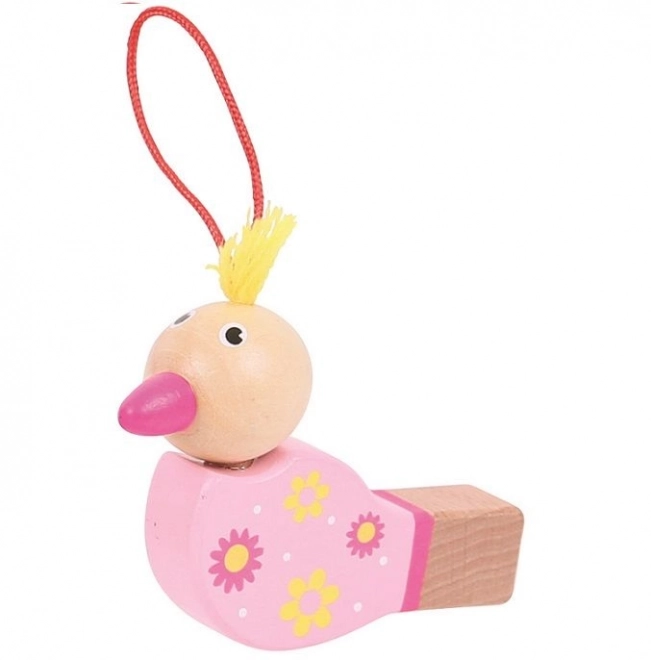 Houten fluit vogeltje 1st geel
