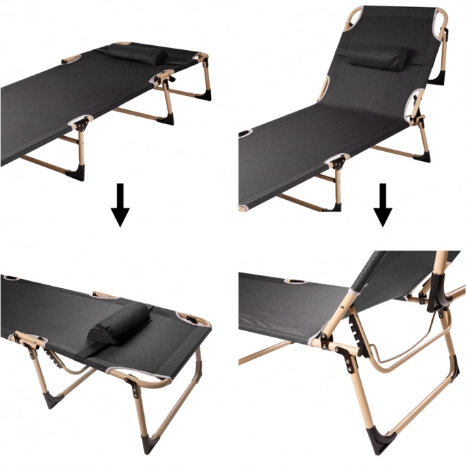 Opvouwbaar campingbed 193 cm zwart