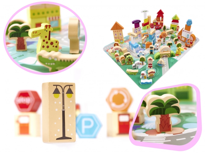 Houten educatieve stedenbouwkundige puzzel 120 stukjes