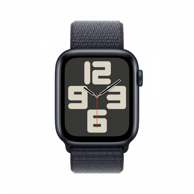 Horloge Apple Watch SE GPS, 44 mm aluminiumbehuizing in middernachtskleur met inktblauw sportbandje