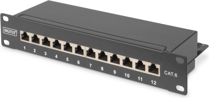 Patchpaneel 10" 12 poorten CAT6 S/FTP 1U met kabelbeheer – zwart