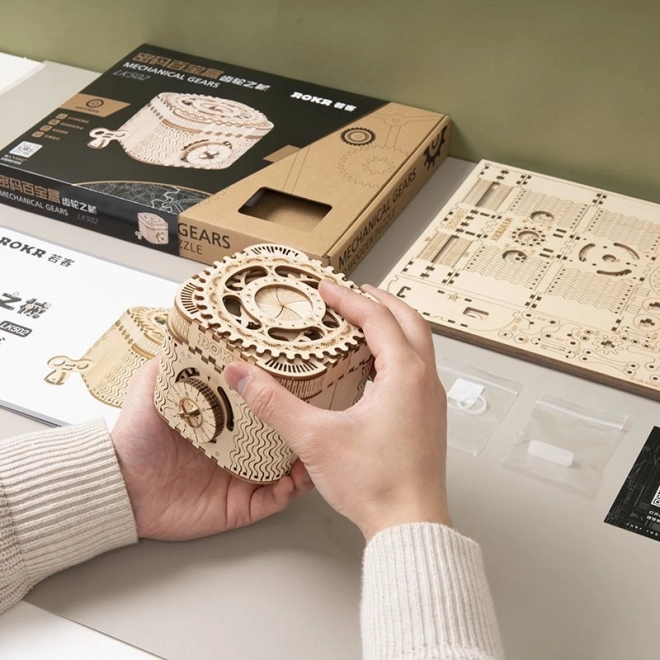 RoboTime 3D houten mechanische puzzel-sieradendoos