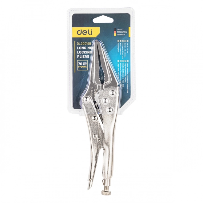 Lange tang met sluiting Deli Tools zilver