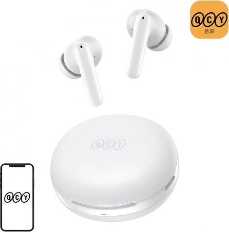 Draadloze in-ear oordopjes QCY T13 ANC2 met actieve ruisonderdrukking, wit