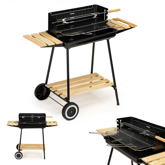 Tuinbarbecue voor houtskool met verstelbare rekken en 2 draagbare roosters