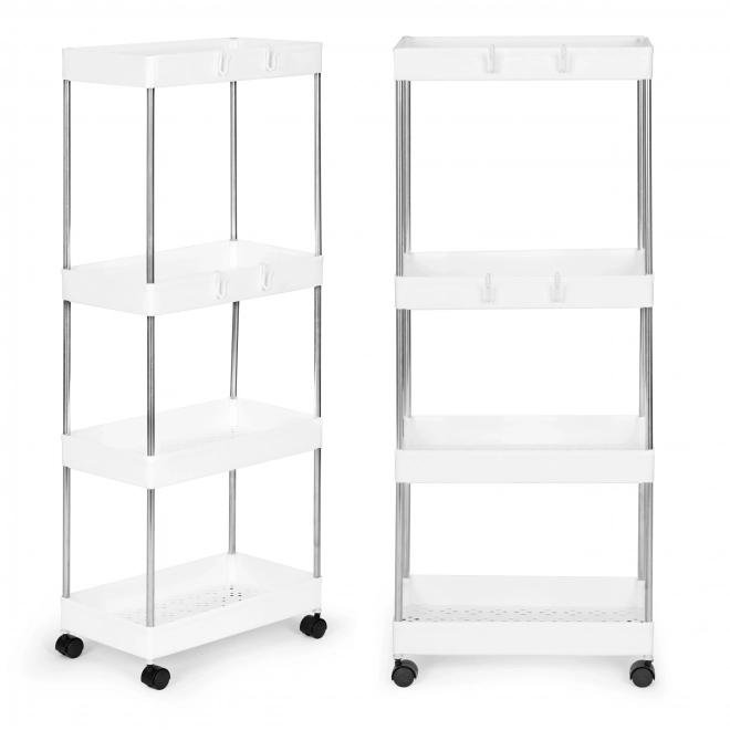 Plastic badkamer rek met 4 planken en wielen
