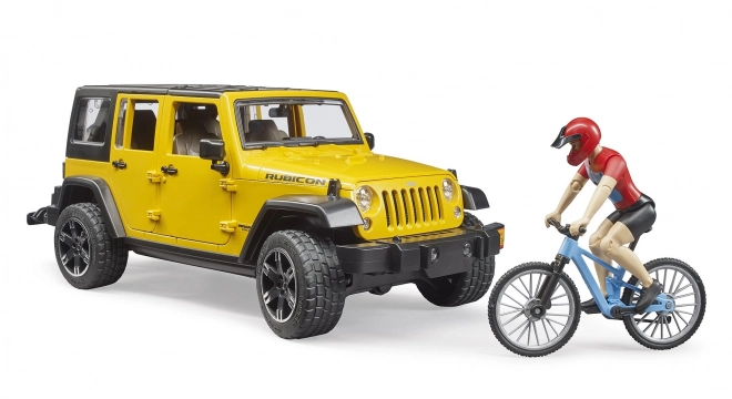 Bruder Jeep Wrangler Rubicon met fietser en fiets