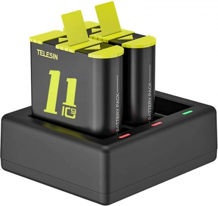 Telesin driekanaals oplader met 2 batterijen voor GoPro HERO 9/10/11/12