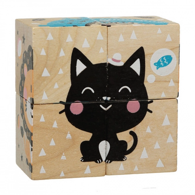 CUBIKA 15429 Vrolijke Dierenvriendjes - 4 stapelblokken met plaatjes