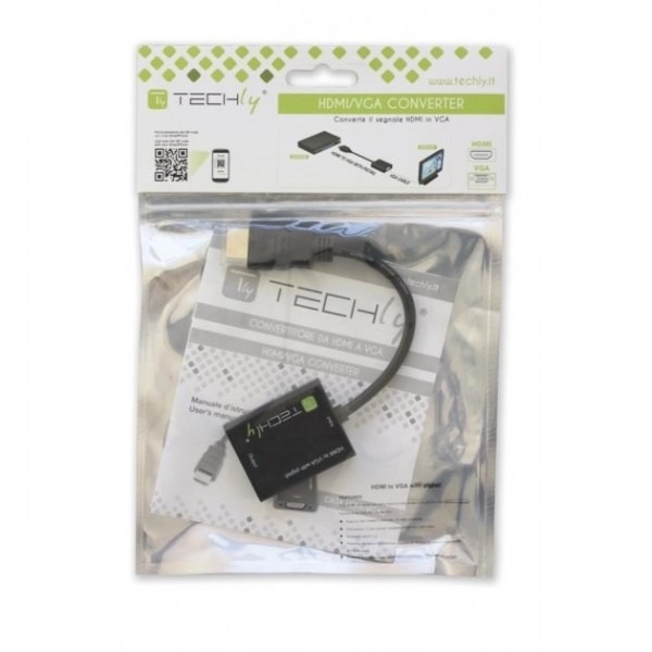 Adapter HDMI mannelijk naar VGA vrouwelijk, zwart, 10 cm