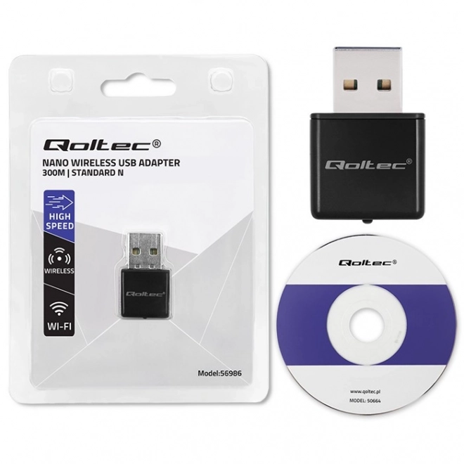 Draadloze Mini Adapter WiFi Qoltec USB 2.0 300Mbps
