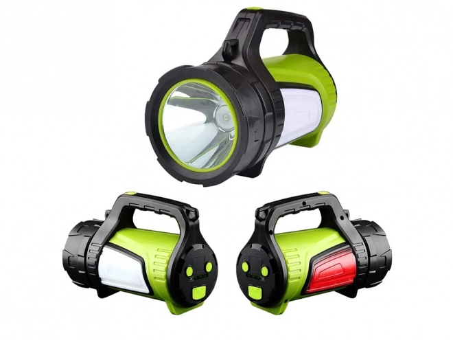 Oplaadbare LED-zaklamp met powerbank onder de tent
