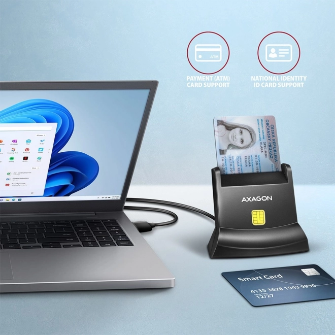 CRE-SM4N USB kaartlezer voor identiteitskaarten, 1,3m kabel