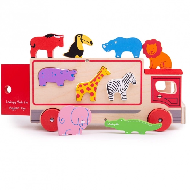Bigjigs Toys Houten auto met safari-dieren
