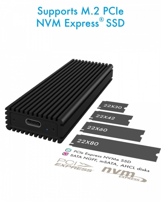 Externe behuizing ICY BOX voor PCIe NVMe M.2 met USB-C