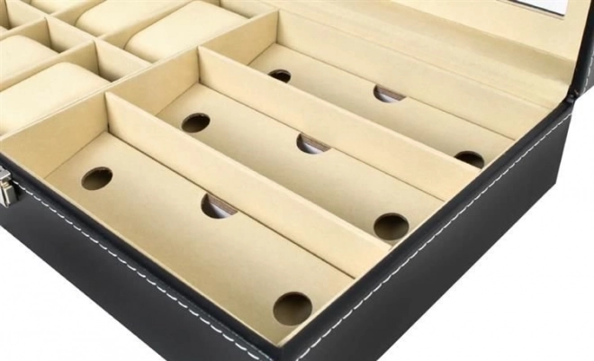 Elegante zwarte organizer voor horloges en brillen