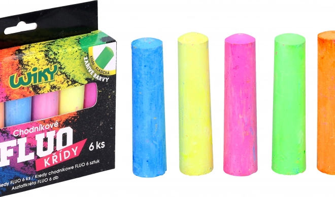 Fluorescerende stoepkrijtjes 6 stuks