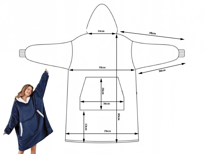 Warme oversized hoodie met capuchon van dikke bont