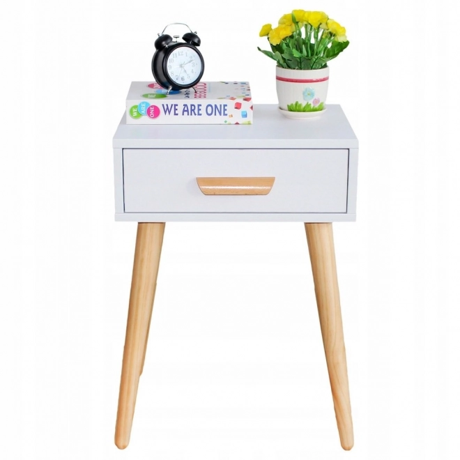 Moderne nachtkastje, witte salontafel
