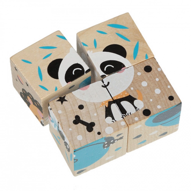 CUBIKA 15429 Vrolijke Dierenvriendjes - 4 stapelblokken met plaatjes