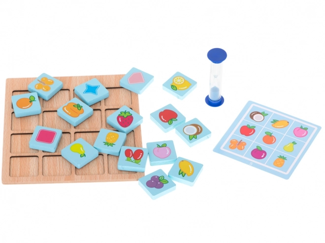 Houten puzzel memory spel fruit en vormen