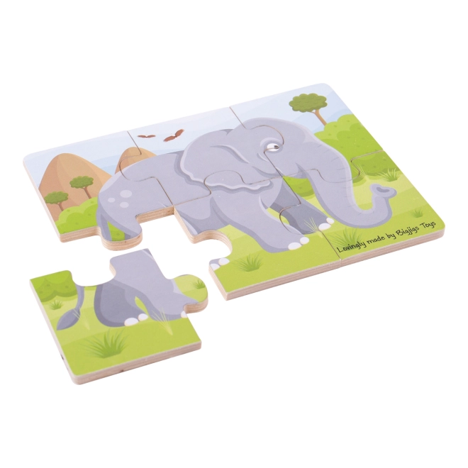 Grote houten stukjes voor kleine handjes