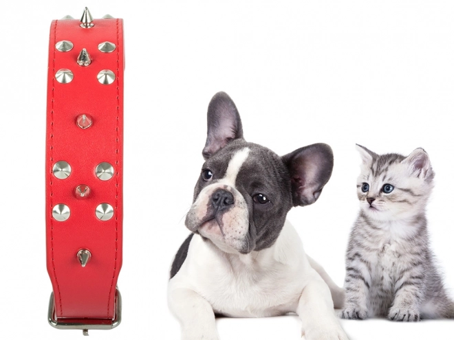 Verstelbare halsband voor honden met studs van ecologisch leer