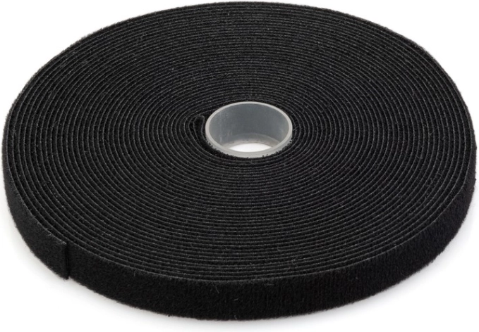 Zelfklevende klittenband voor bekabeling 15 mm, 10 m, zwart