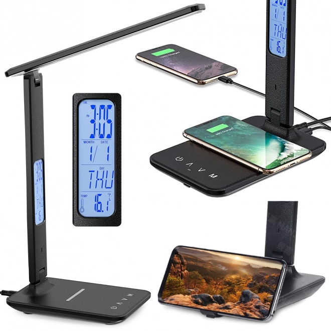 Moderne bureaulamp met USB en Qi-oplader voor school