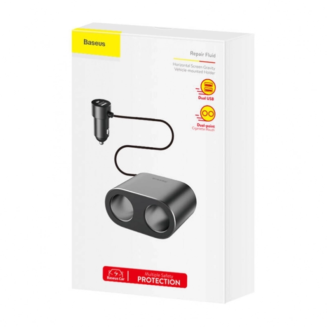 Sigarettenaanstekeraansluiting met splitter 2xUSB 3,1A 100W - zwart