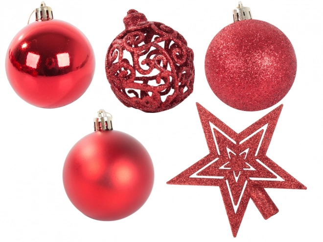 Kerstboomversieringen - set van 100 stuks met rode ster