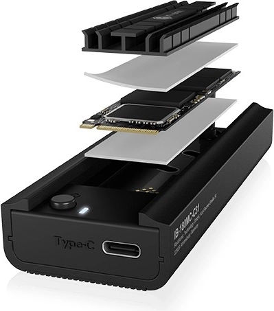 Dokingstation ICY BOX IB-180MC-C31 voor SSD M.2 NVMe en SATA, USB 3.2 Gen 2 Type‑C, aluminium
