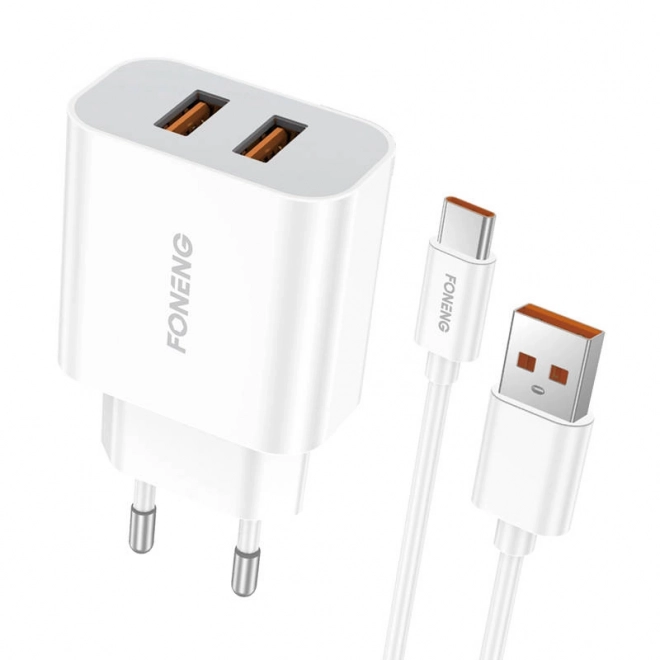 Snellader Foneng 2x USB EU45 + kabel USB type C