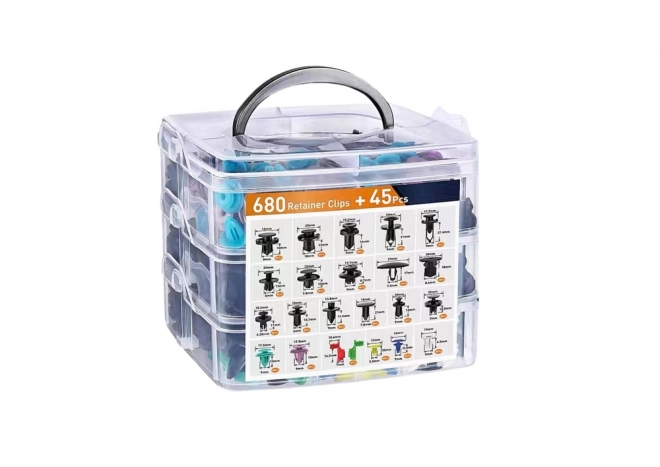 Set van auto clips in organizer 23 maten 680 stuks