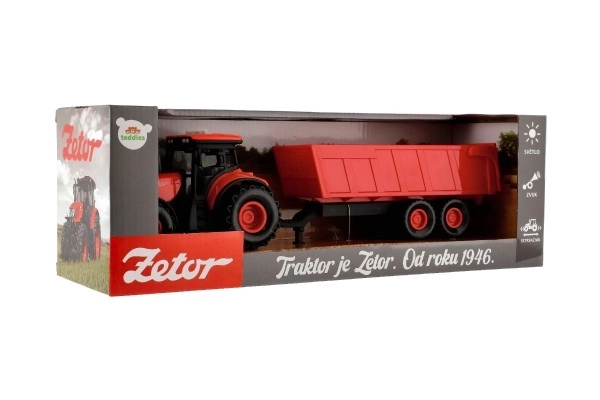 Tractor Zetor met aanhanger op vliegwiel met verlichting en geluid