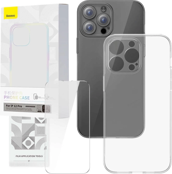 Transparante hoes en gehard glas BASEUS CORNING voor iPhone 12 Pro