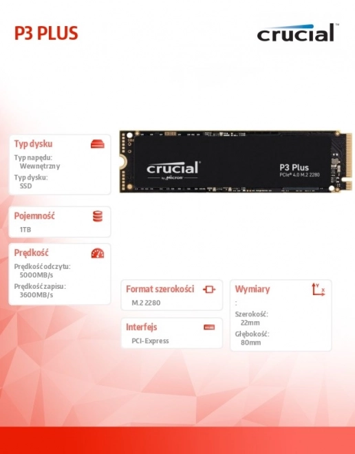 SSD-schijf Crucial P3 Plus 1TB PCIe 4.0 NVMe