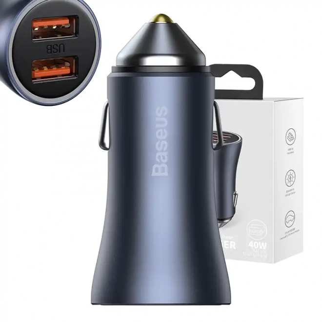 Baseus autolader 40W met twee USB-poorten