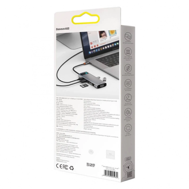 Baseus Metal Gleam Series 9-in-1 Multifunctionele Hub