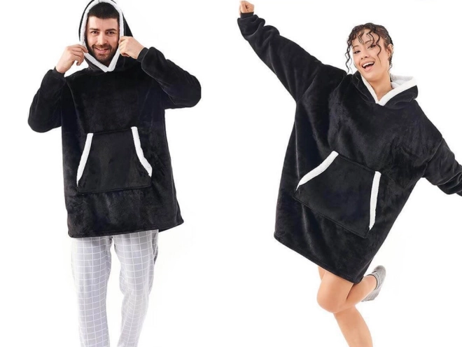 Warme oversized hoodie met bont en capuchon