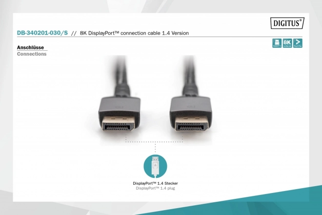 Premium DisplayPort 8K 60Hz UHD kabel 3m zwart