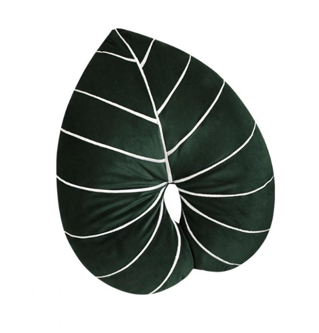 Decoratief pluche kussen in de vorm van een blad