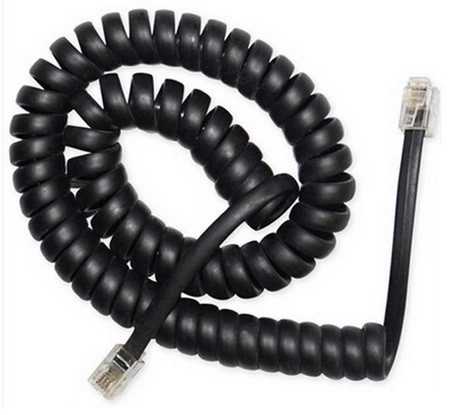 Spiraalvormige telefoonkabel RJ10/4P4C 2m zwart