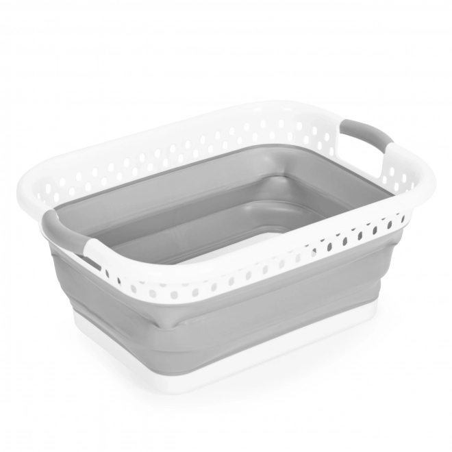 Opvouwbare wasmand siliconen kom wit-grijs 20 l van ModernHome