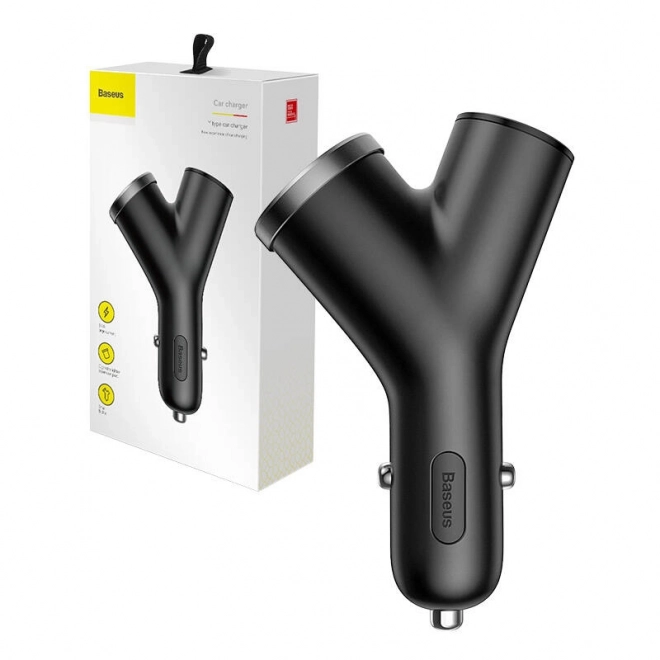 Autolader Baseus type Y 2xUSB 3,4A 40W (zwart)