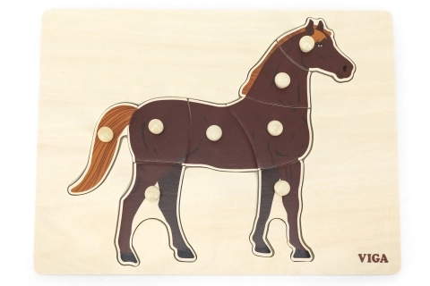 Houten Montessori-inlegpuzzel paard VIGA
